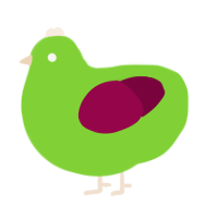 A grass and maroon chicken