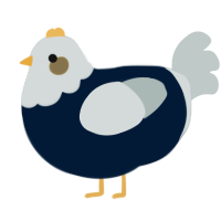 A tumblr and silver chicken with a head pattern