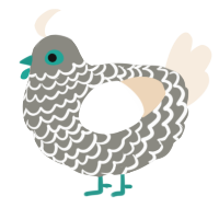 A ash and cream chicken with a lace pattern