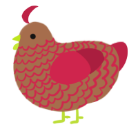 A brown and crimson chicken with a lace pattern