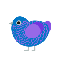 A sapphire and blurple chicken with a lace pattern