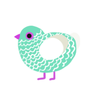 A mint and white chicken with a lace pattern