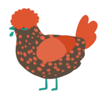 A bark and vermilion chicken with a speckle pattern