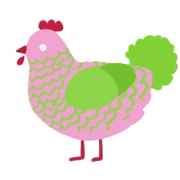 A pink and grass chicken with a lace pattern