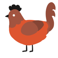 A vermilion and russet chicken with a head pattern
