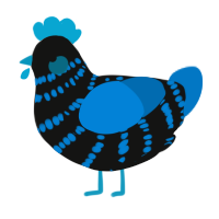 A black and sapphire chicken with a bar pattern