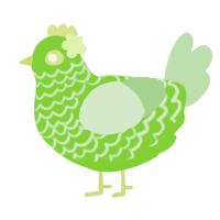 LimeBall, a grass and gluppy chicken with a lace pattern