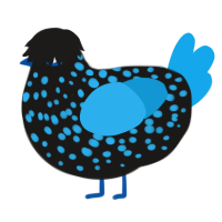 A sable and sky chicken with a speckle pattern