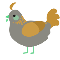 A ash and gold chicken with a neck-speckle pattern