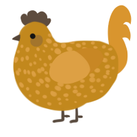 A ochre and orange chicken with a speckle pattern