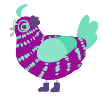 Reverse Petra, a plum and mint chicken with a bar pattern
