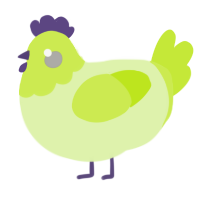 A apple and lime chicken with a head pattern