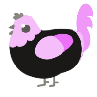 A sable and lavender chicken with a head pattern