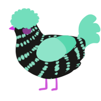 A sable and mint chicken with a bar pattern