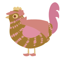 A gold and lavender chicken with a bar pattern