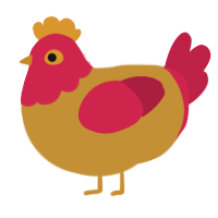 A gold and crimson chicken with a head pattern