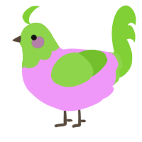 A lavender and grass chicken with a head pattern