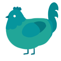 A turquoise and teal chicken with a head pattern