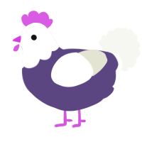 A overcast and white chicken with a head pattern