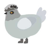 Megatron, a silver and mist chicken