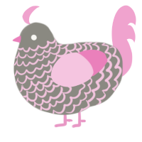 A ash and pink chicken with a lace pattern