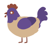 A beige and overcast chicken with a head pattern