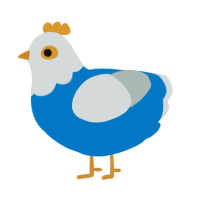 A sapphire and silver chicken with a head pattern