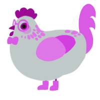 A silver and orchid chicken with a neck-speckle pattern