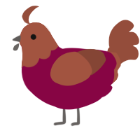 A maroon and russet chicken with a head pattern