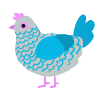A silver and cerulean chicken with a lace pattern