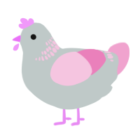 A silver and pink chicken with a neck-band pattern