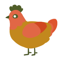 A ochre and vermilion chicken with a head pattern