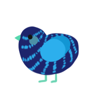 A navy and sky chicken with a bar pattern