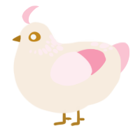 A cream and rose chicken with a neck-speckle pattern