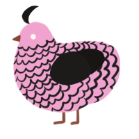 A pink and sable chicken with a lace pattern