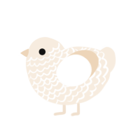 A cream chicken with a lace pattern