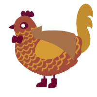 A red and ochre chicken with a lace pattern