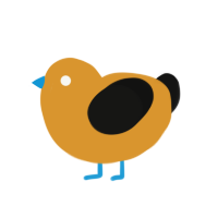 A orange and black chicken