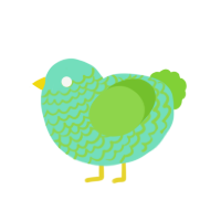A mint and grass chicken with a lace pattern
