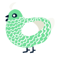 A spring and white chicken with a lace pattern