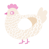 A cream chicken with a lace pattern
