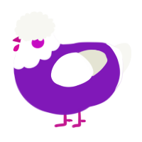 A violet and white chicken with a head pattern