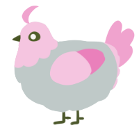 A silver and pink chicken