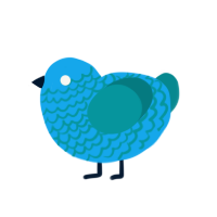 A sky and teal chicken with a lace pattern