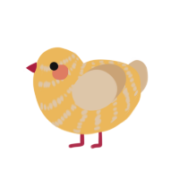 A honey and beige chicken with a bar pattern