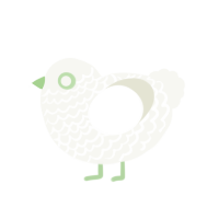 A white chicken with a lace pattern