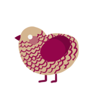 A beige and maroon chicken with a lace pattern
