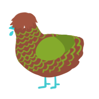 Sprout, a russet and chartreuse chicken with a lace pattern