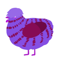 A blurple and wine chicken with a bar pattern