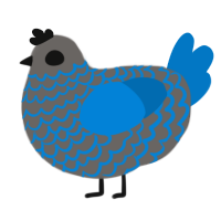Cr0w3na Mcl30d, a grey and sapphire chicken with a lace pattern